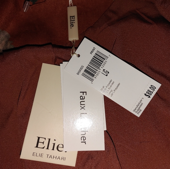 Elie Tahari Faux Leather Brown Hydrangea Jacket Sz.L NWT - Picture 10 of 10